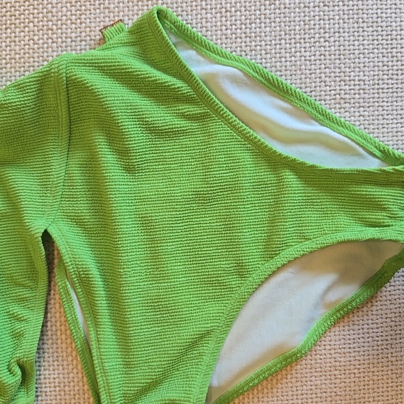 Michael Kors Lime Green One-Shoulder Swimsuit - Picture 2 of 10